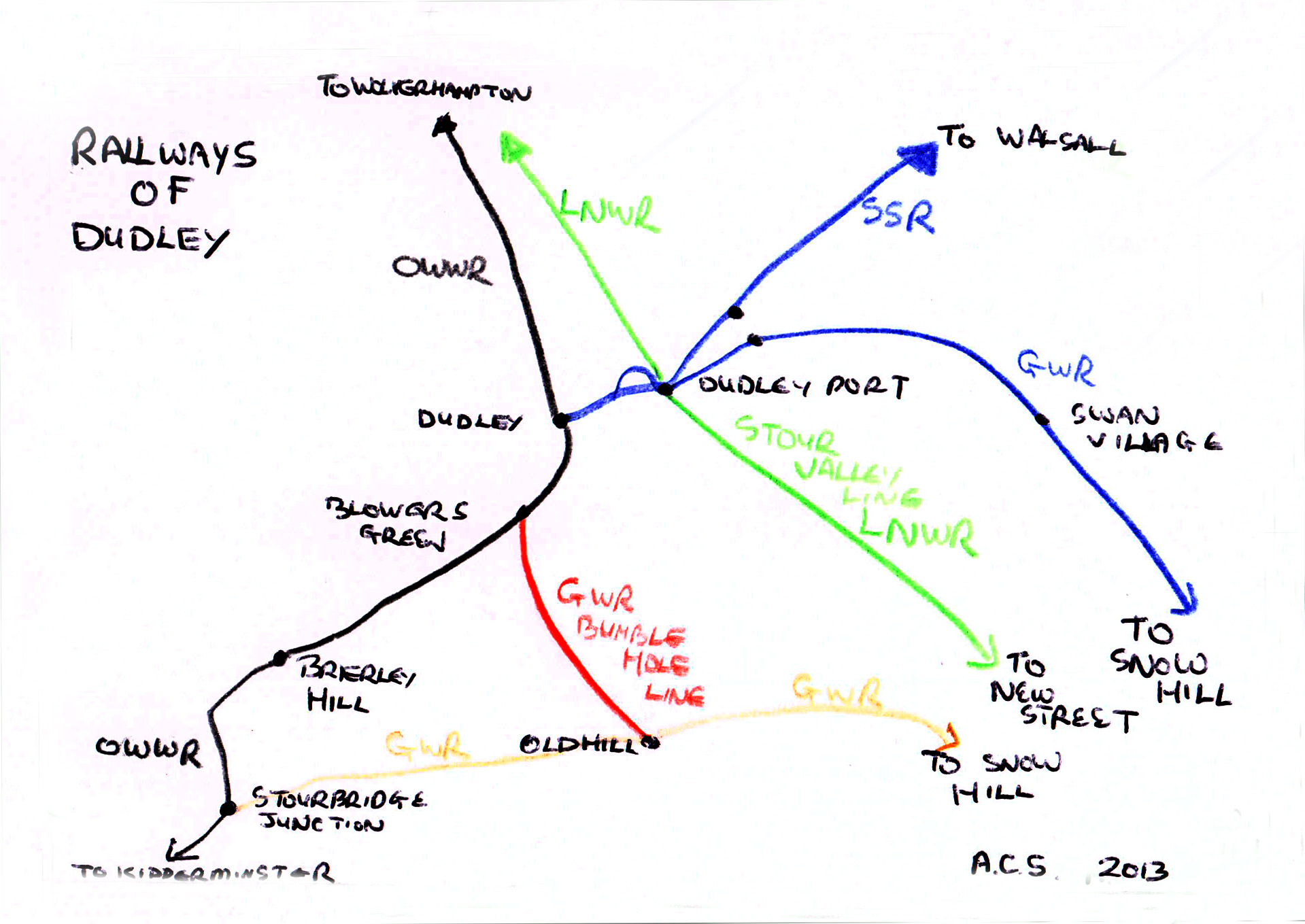Railways of Dudley Sketch Map