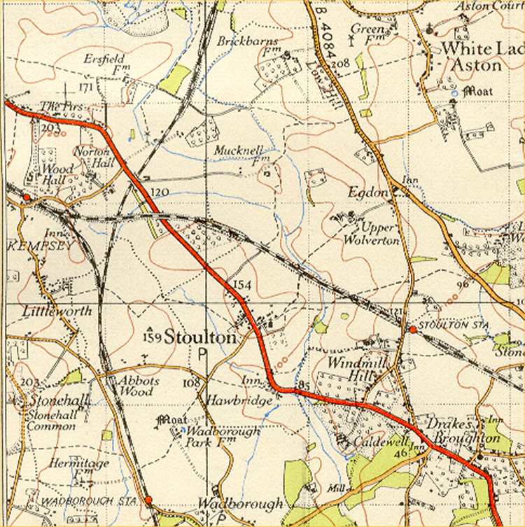 Stoulton station from a 1930 OS map